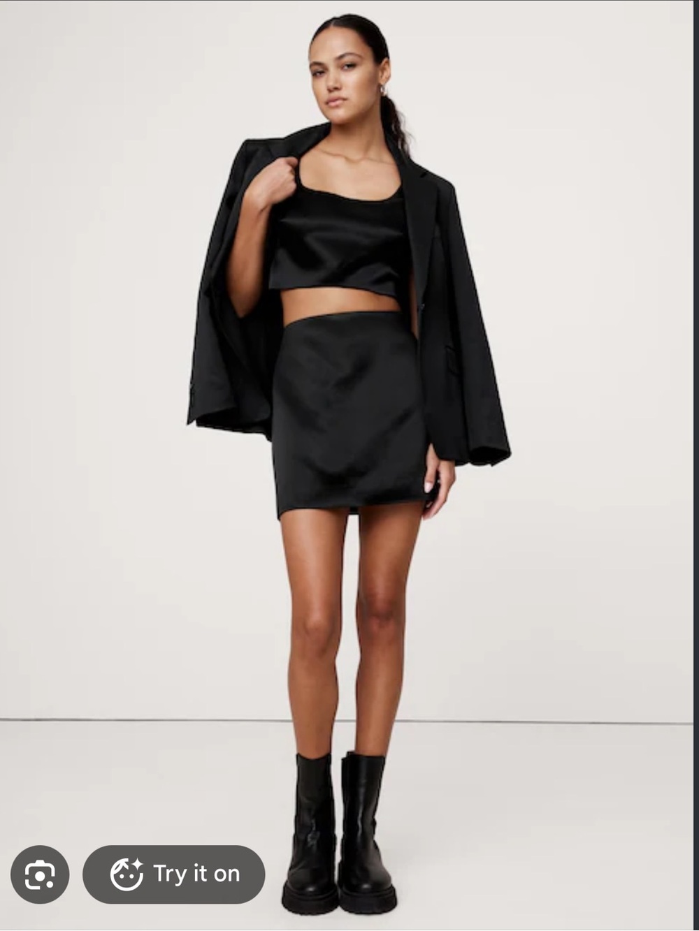 Banana Republic Black Satin Mini Skirt - Sleek Evening Look